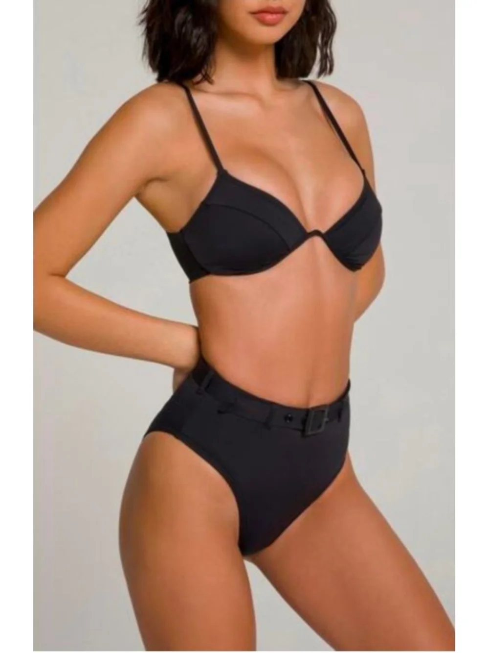 Good American Black Underwire Bikini Top Medium Size 2 Adjustable Swim Top